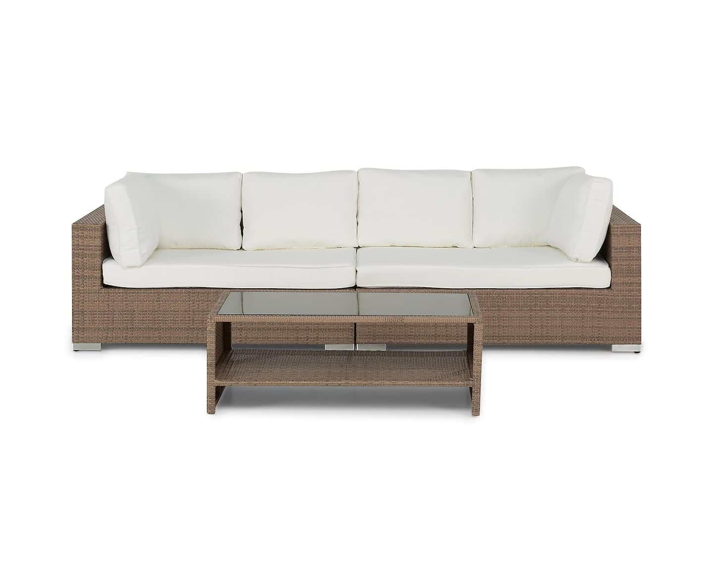 Nordic Outdoor Bora 4-seter Loungesofa inkl. Bord med Hylle Sand