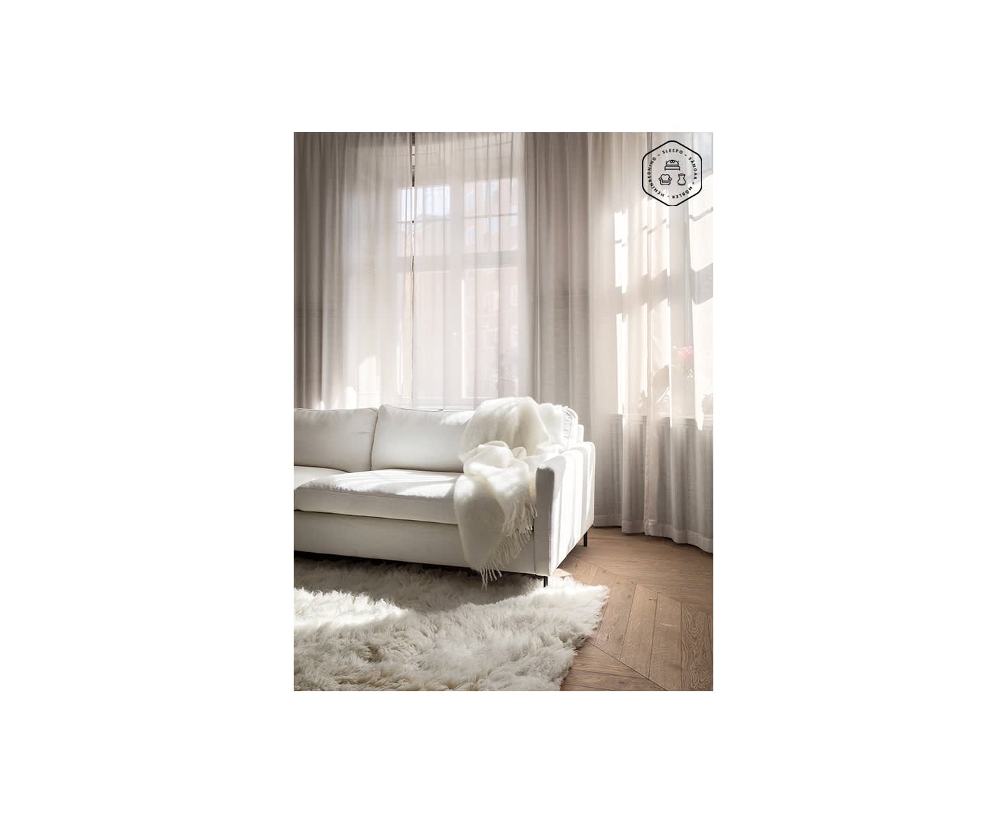 Sleepo Åre 4-Sitzer Sofa Weiß 257cm