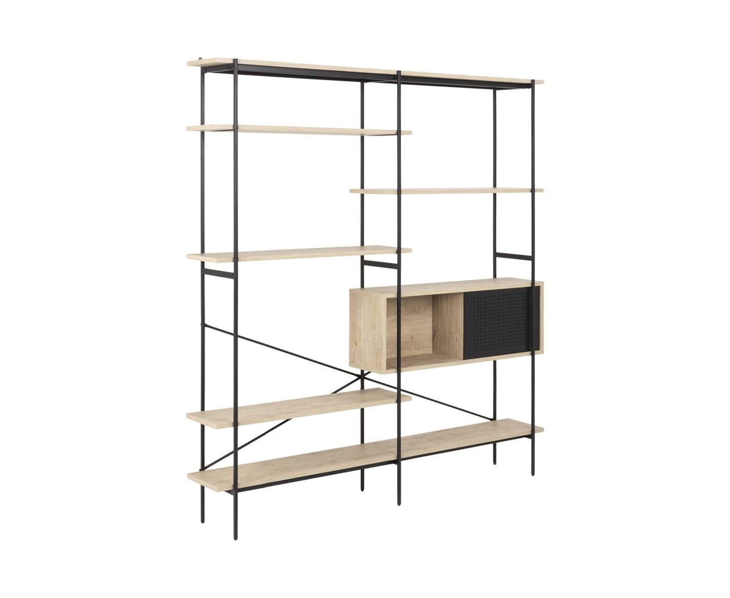 Nordic Home Evelyn Bücherregal Weiß pigmentierte Eiche 188cm