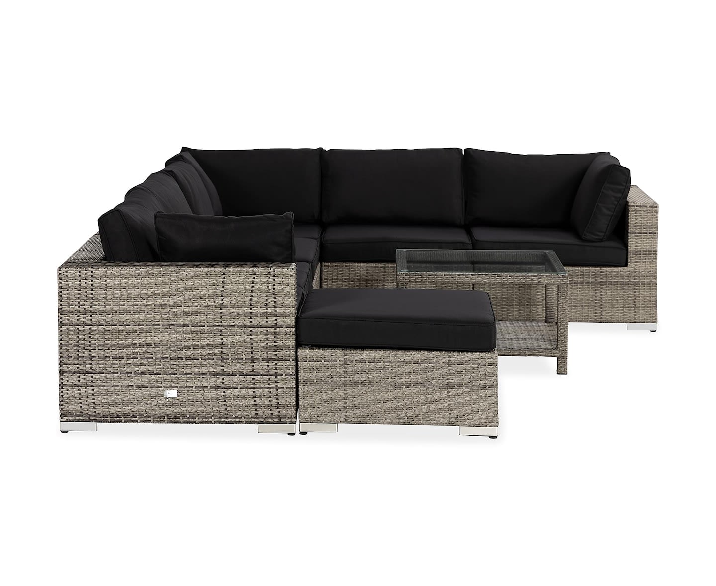 Nordic Outdoor Bora 7-seters lounge sofa inkl. bord med hylle Grå 75x75cm