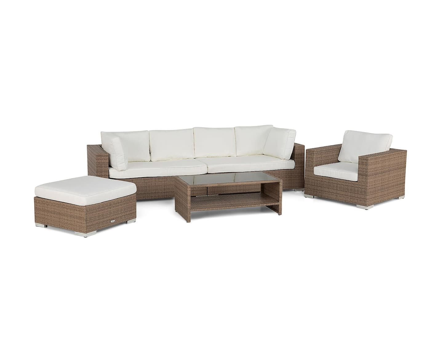 Nordic Outdoor Bora 6-sits Loungegrupp inkl Divan/Bord m Förvaring Sand