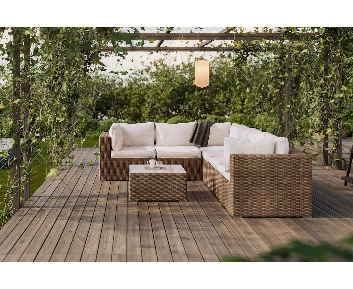 Nordic Outdoor Lillian 6-sits Loungesoffa Brun/Ljusgrå