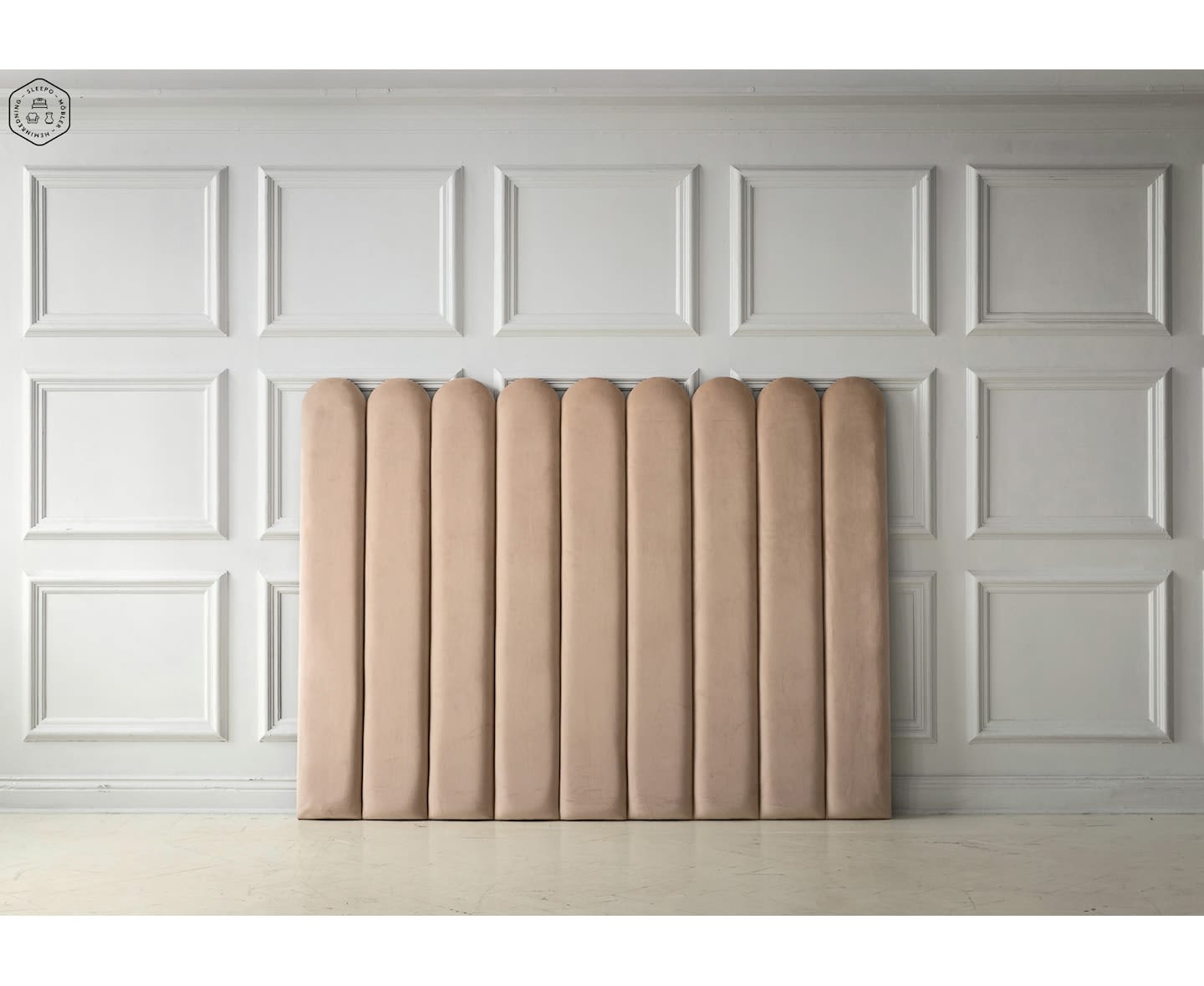 Sleepo Cleo Polsterkopfteil Samt Beige 160cm