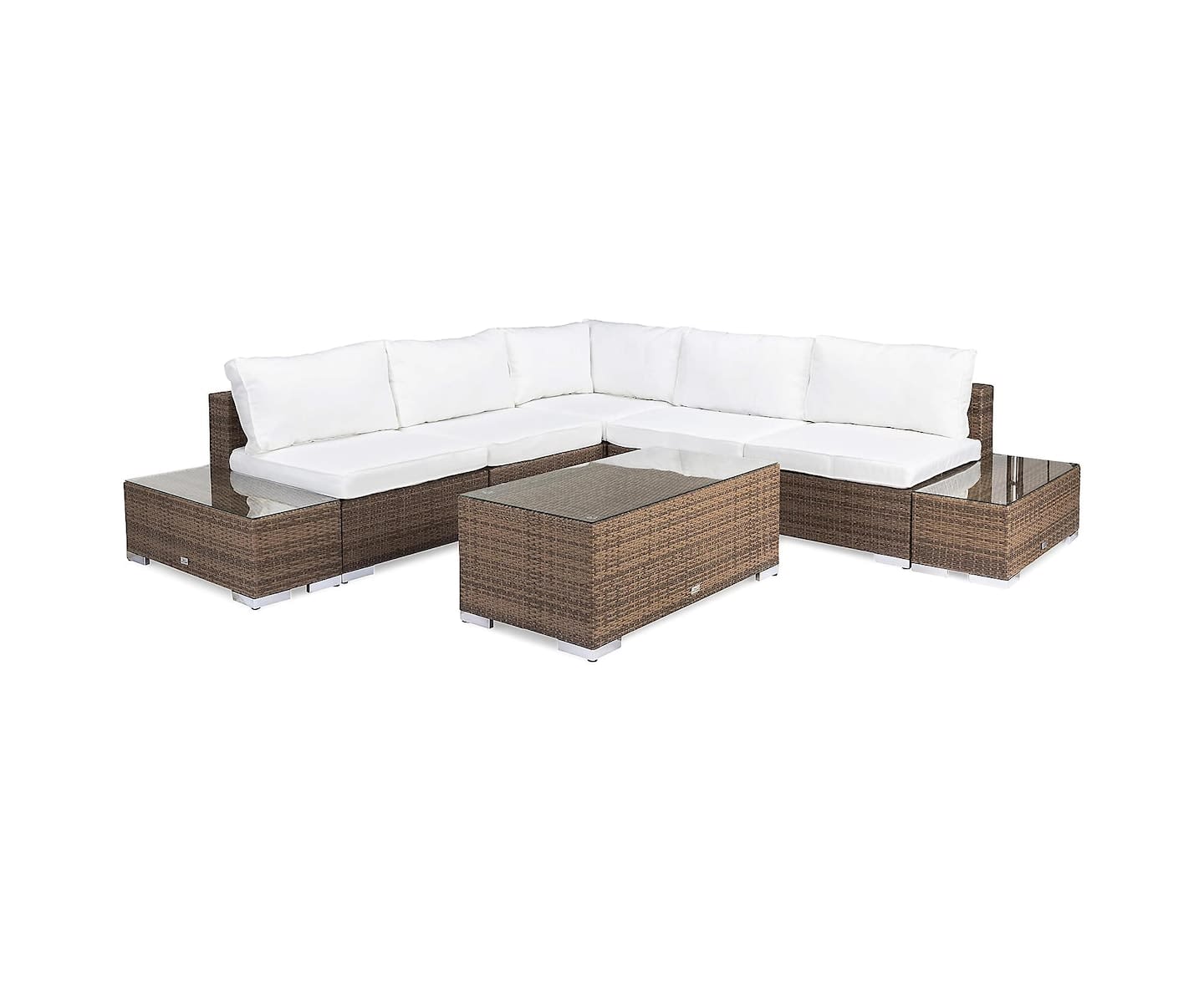 Nordic Outdoor Bora 5-seters lounge sofa inkl. blokkbord/endemoduler Sand