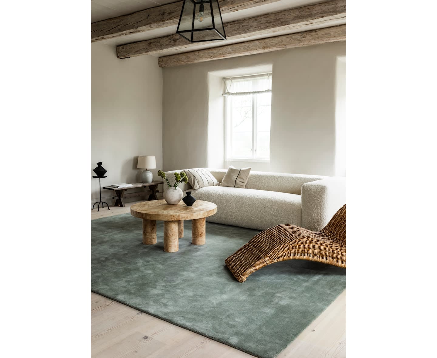 Layered Classic Solid Wollteppich Sage 180x270