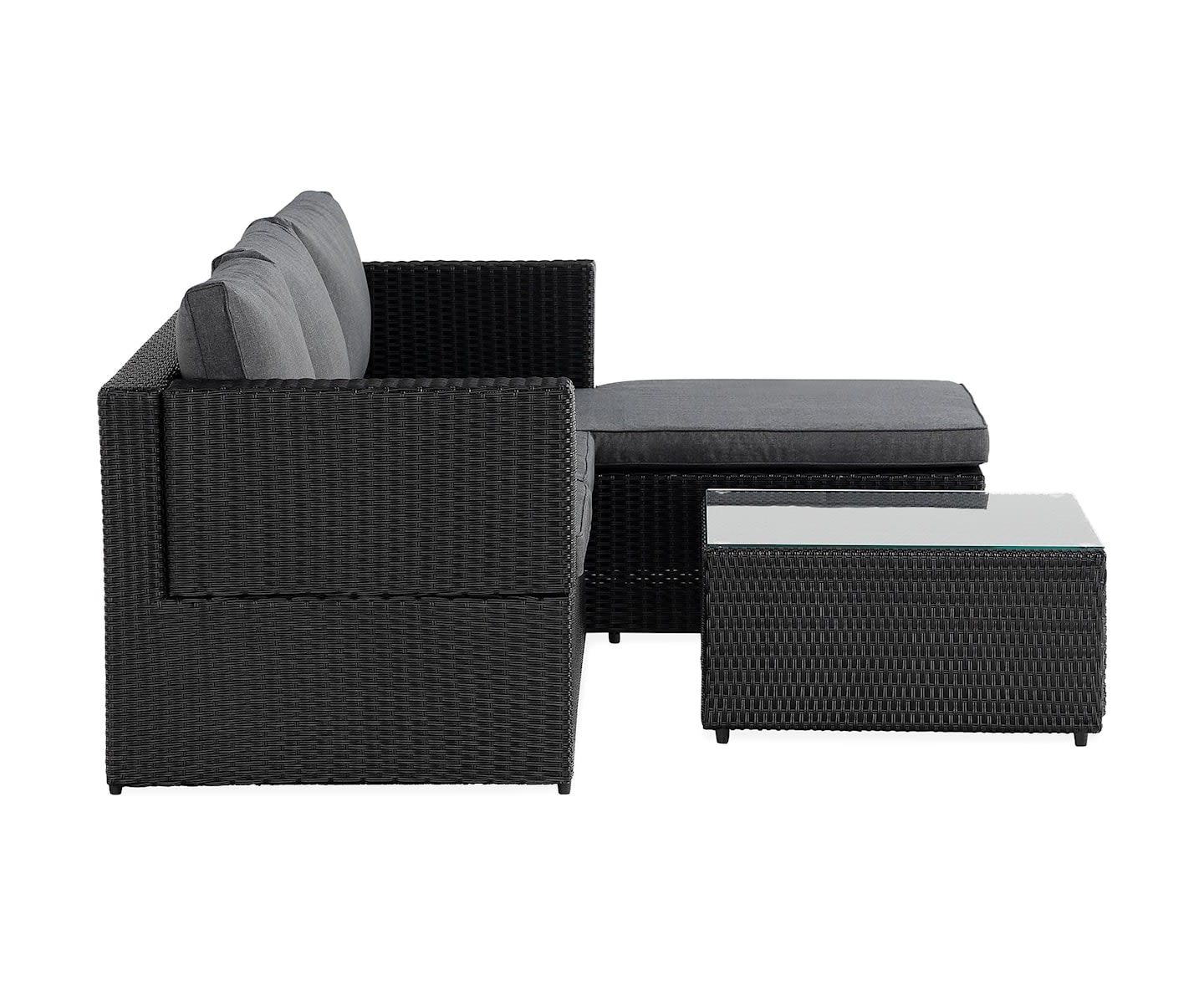 Nordic Outdoor Alissa 3-sits Loungegrupp inkl Bord Svart