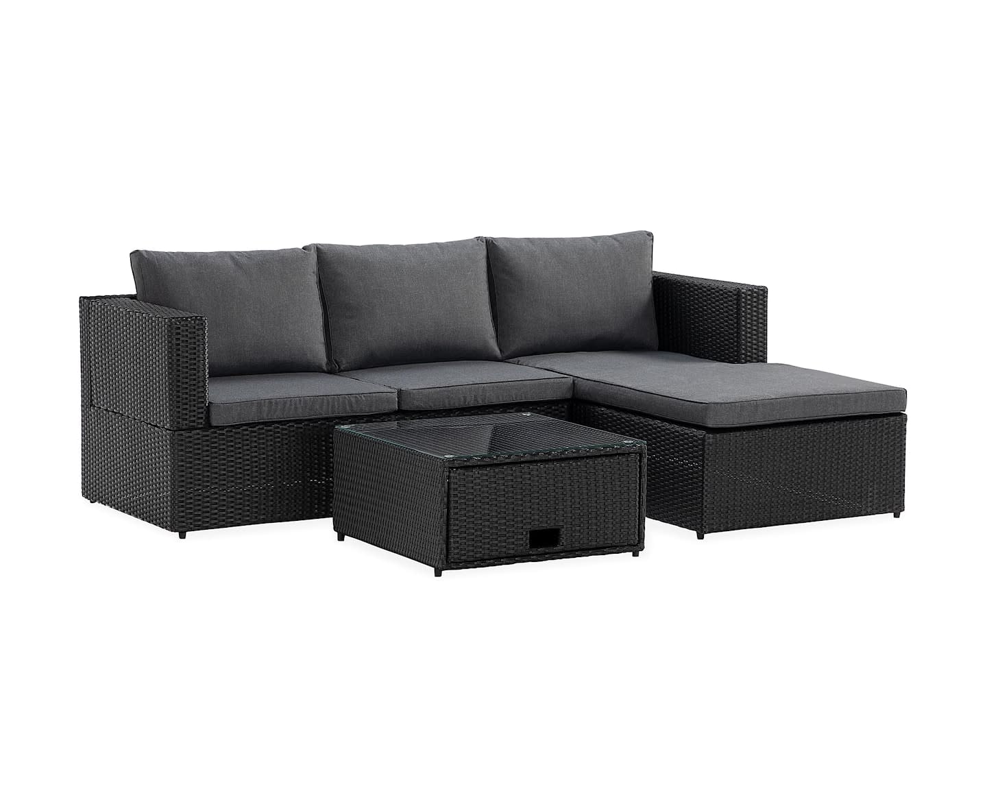 Nordic Outdoor Alissa 3-seters loungegruppe inkl. Bord Svart