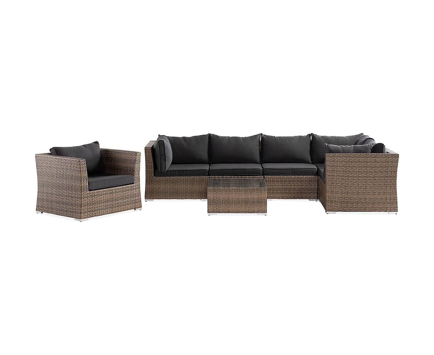 Nordic Outdoor Flynn 6-sits Loungegrupp inkl Bord Sand/Mörkgrå