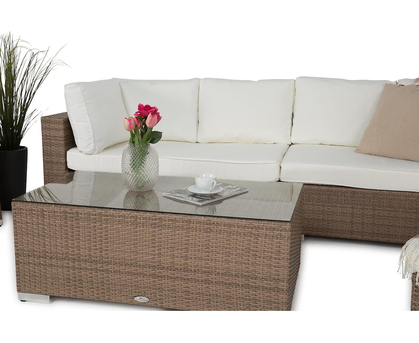 Nordic Outdoor Bora 6-seters loungegruppe inkl. sofa/blokkbord Sand