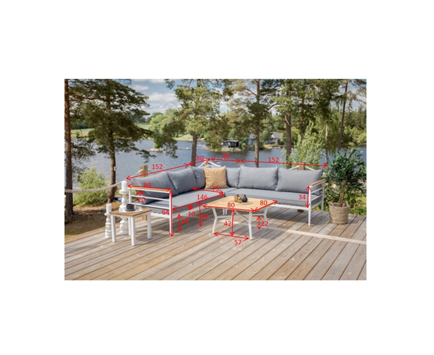 Nordic Outdoor Max Loungesoffa inkl Bord Grey