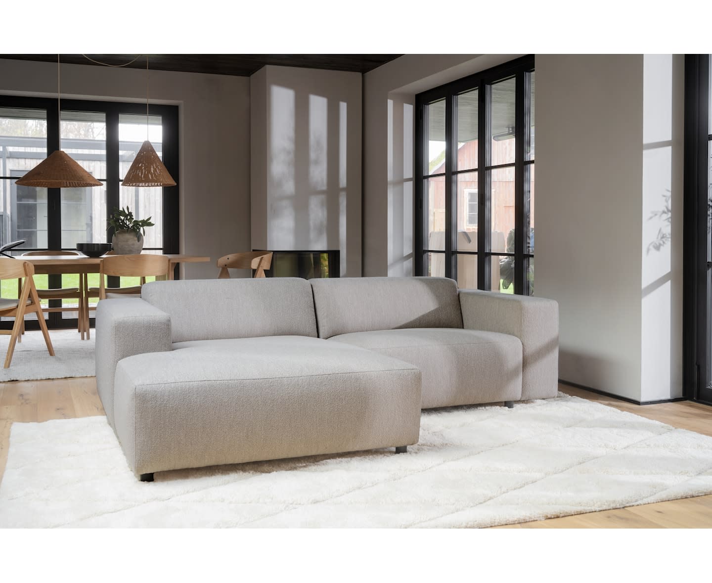 Rowico Home Willard 3-Sitzer Sofa Chaiselongue Links Hellbeige