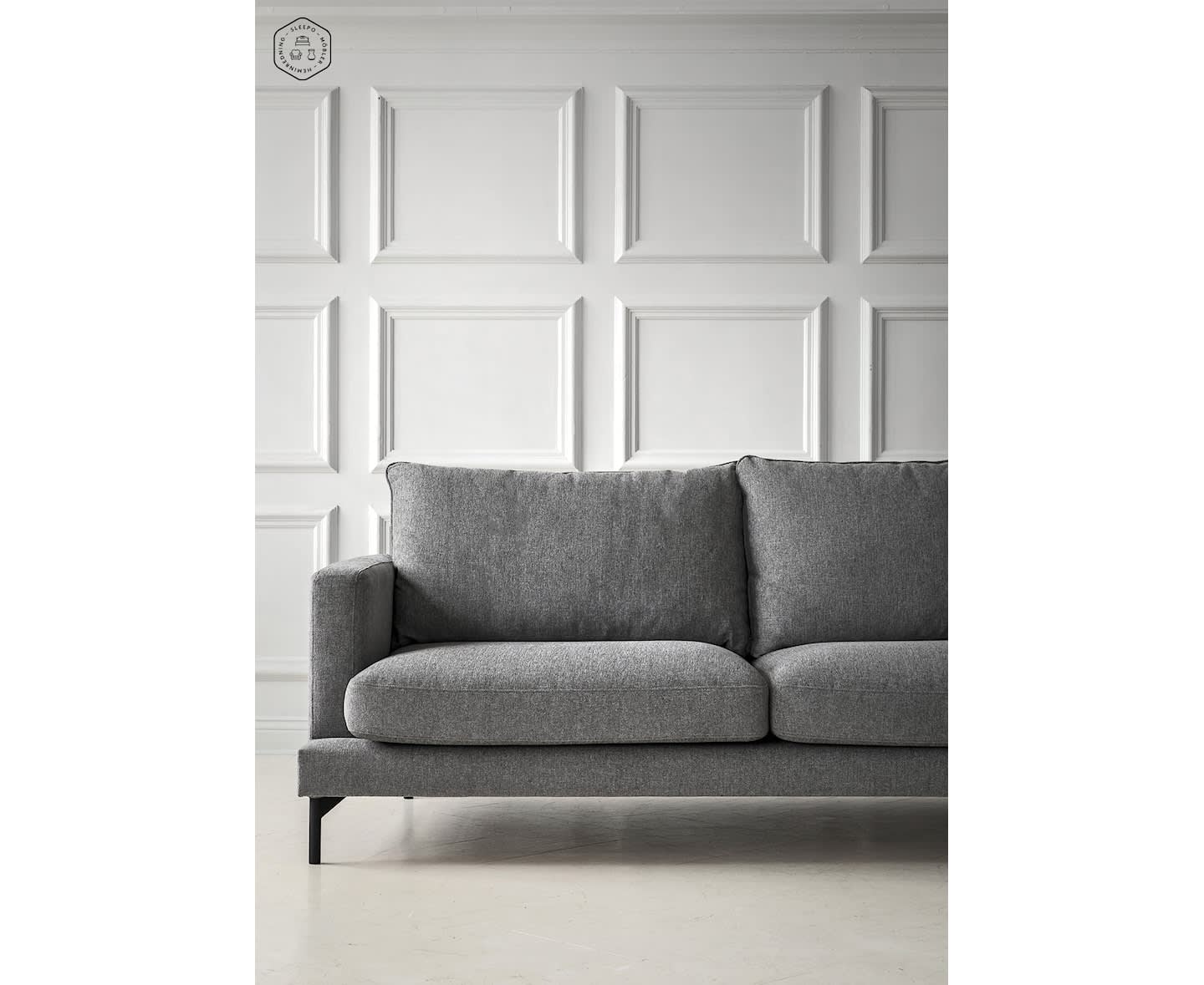 Sleepo Olivia 4-Sitzer Chaiselongue Sofa rechts Grau 297cm