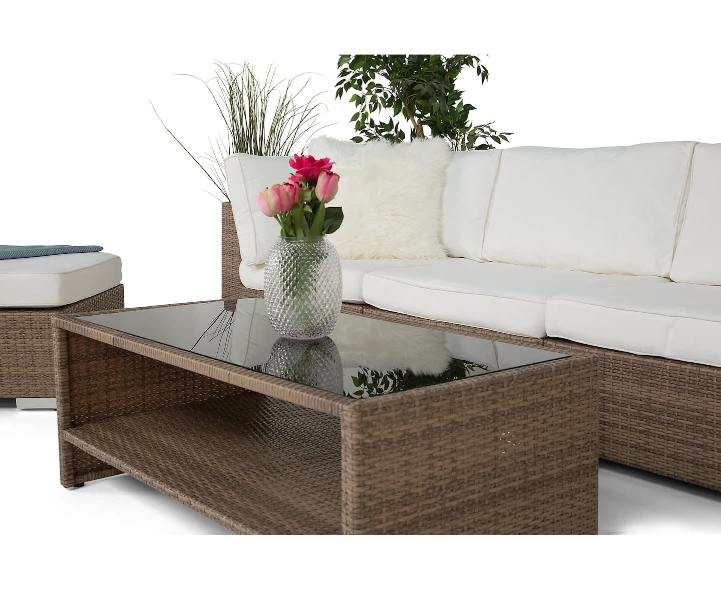 Nordic Outdoor Bora 6-seters Loungegruppe inkl. Bord med Oppbevaring Sand