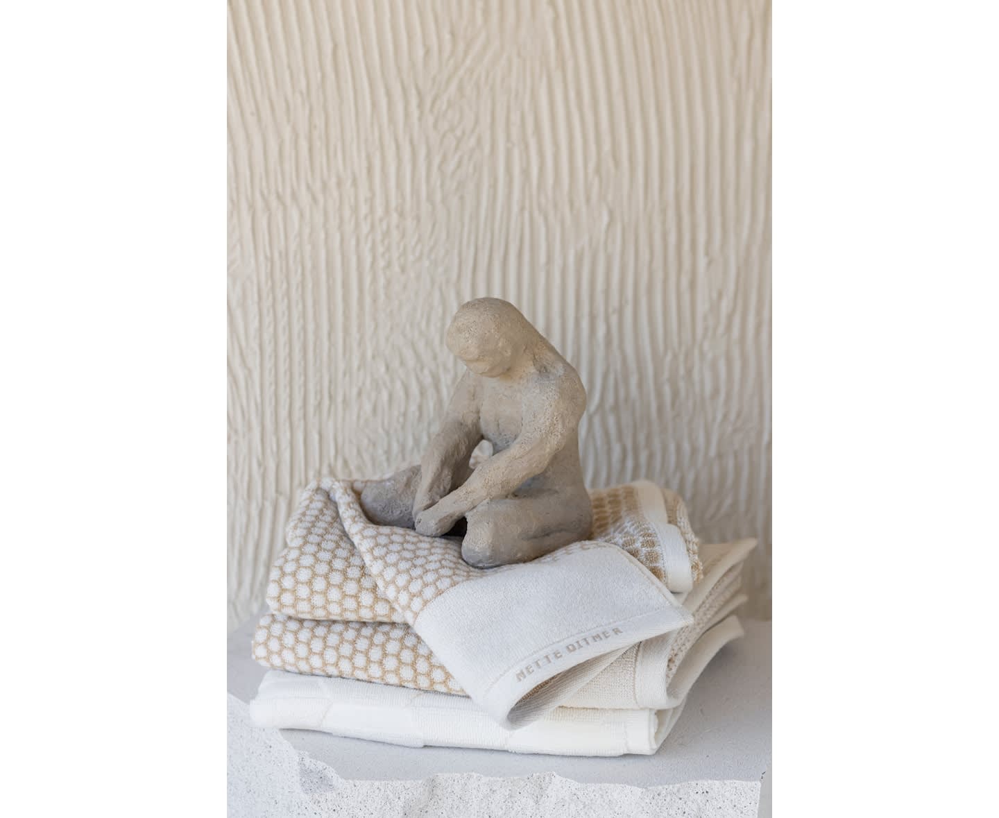 Mette Ditmer Denmark Grid Handduk Sand/Offwhite 70x135