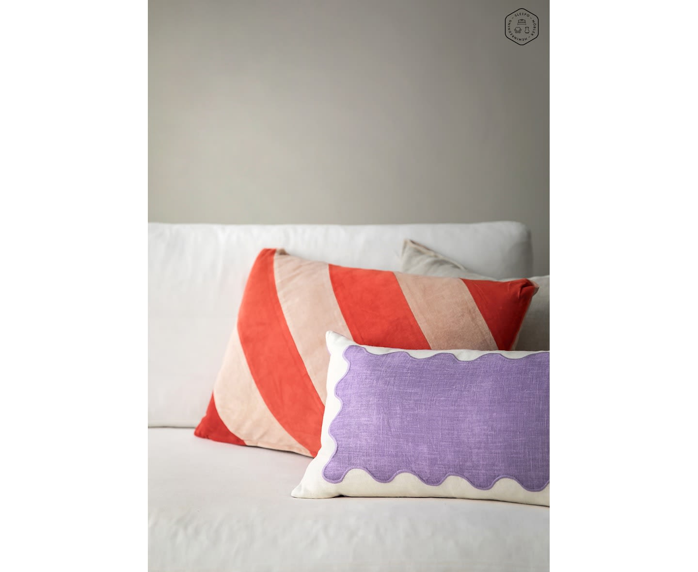 HKliving Striped Prydnadskudde Sammet Red/Pink 40x60