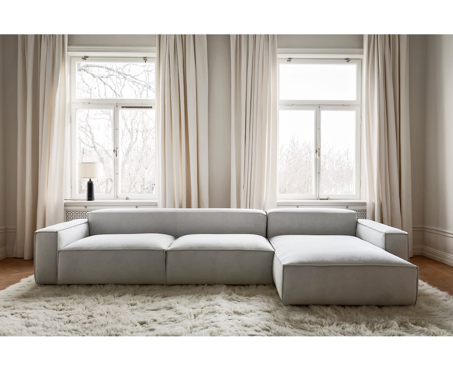 Sleepo Louie Divansofa Høyre Greige 348cm