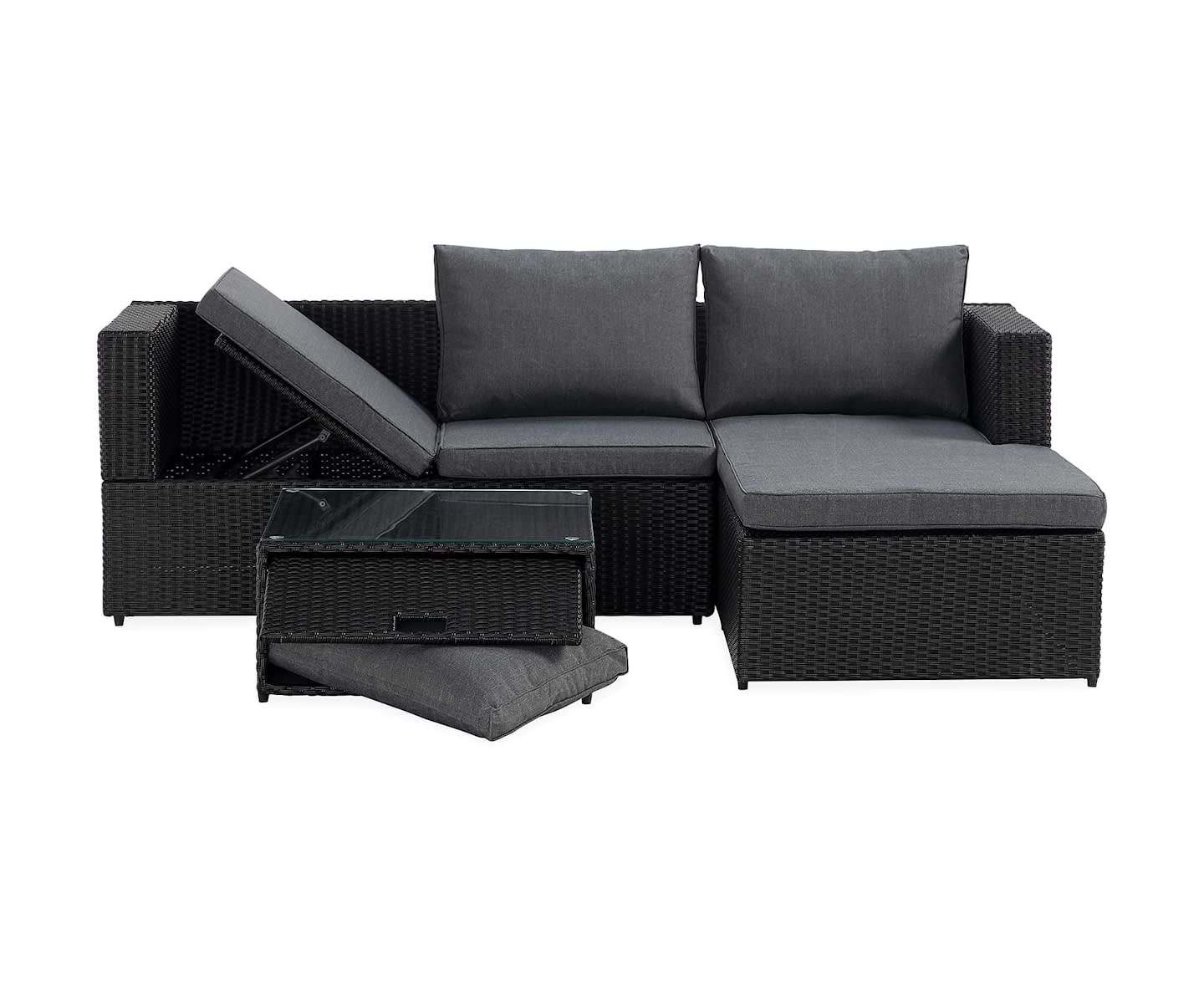 Nordic Outdoor Alissa 3-seters loungegruppe inkl. Bord Svart