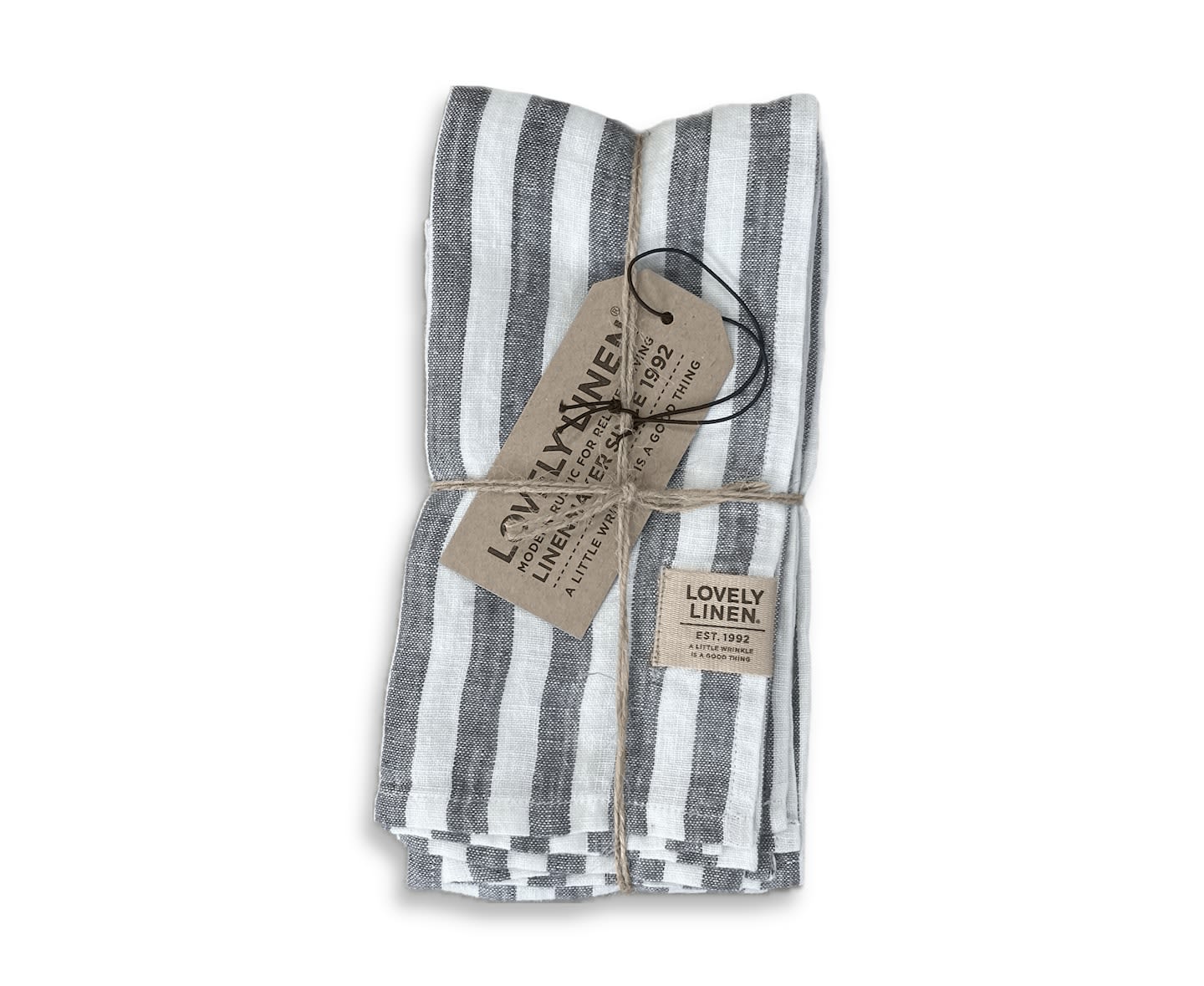 Lovely Linen Misty Servett Linne Edge Dark Grey 45x45 4-pack