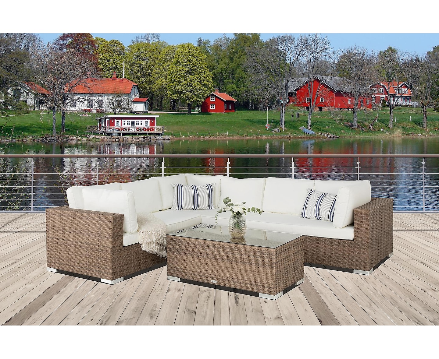 Nordic Outdoor Bora 6-seter Loungesofa inkl. Bord Venstre Sand