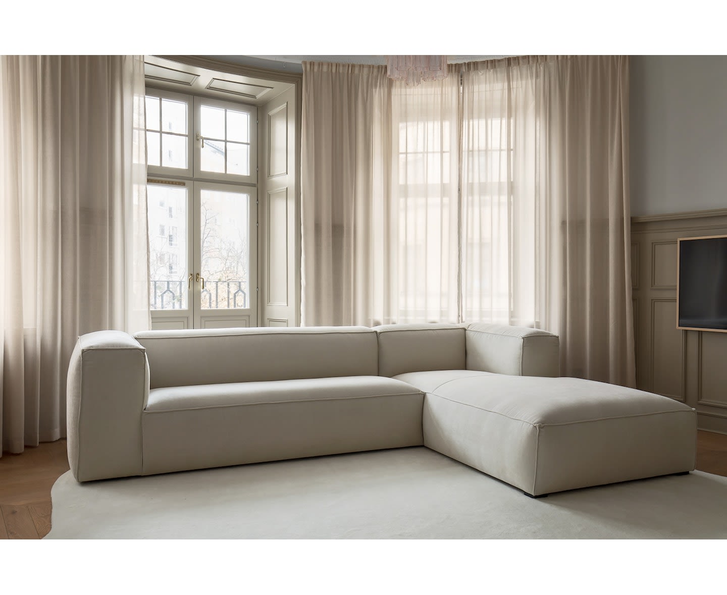 Sleepo Luca Divansofa Høyre Creme 309cm