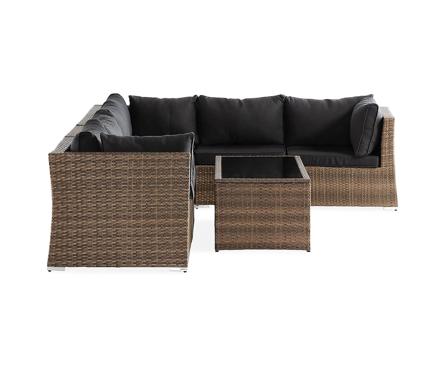 Nordic Outdoor Flynn 6-seters loungesofa inkl. bord med hylle Sand/Mørkegrå