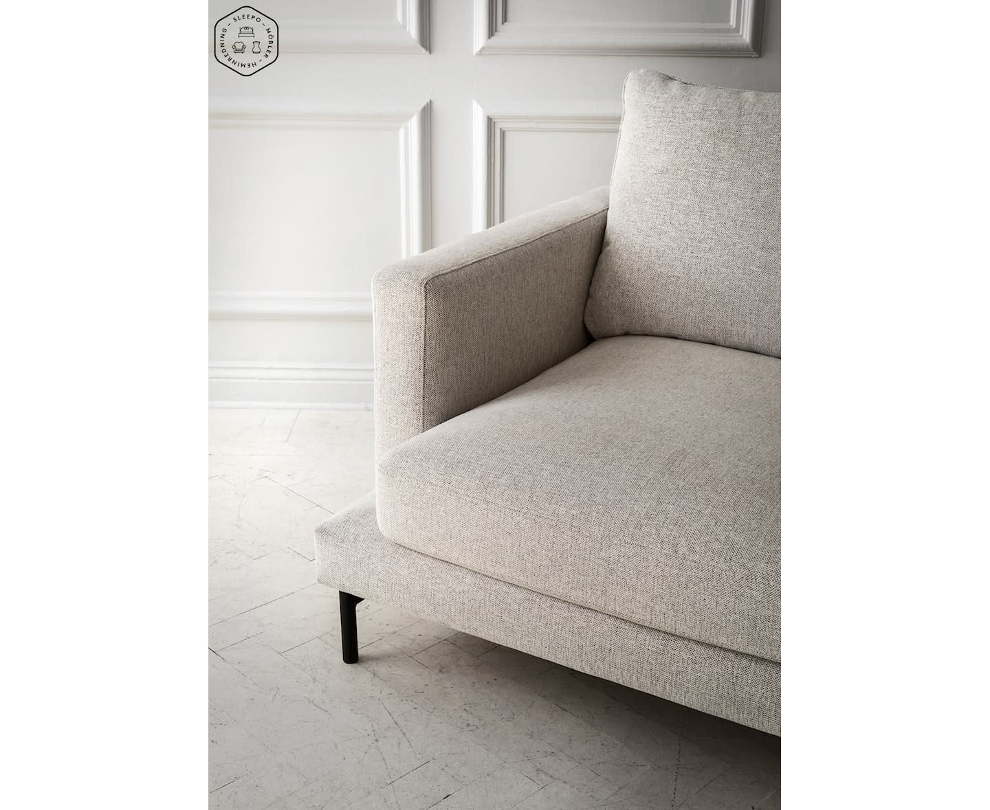 Sleepo Olivia 4-Sitzer Chaiselongue Sofa Links Natur 297cm