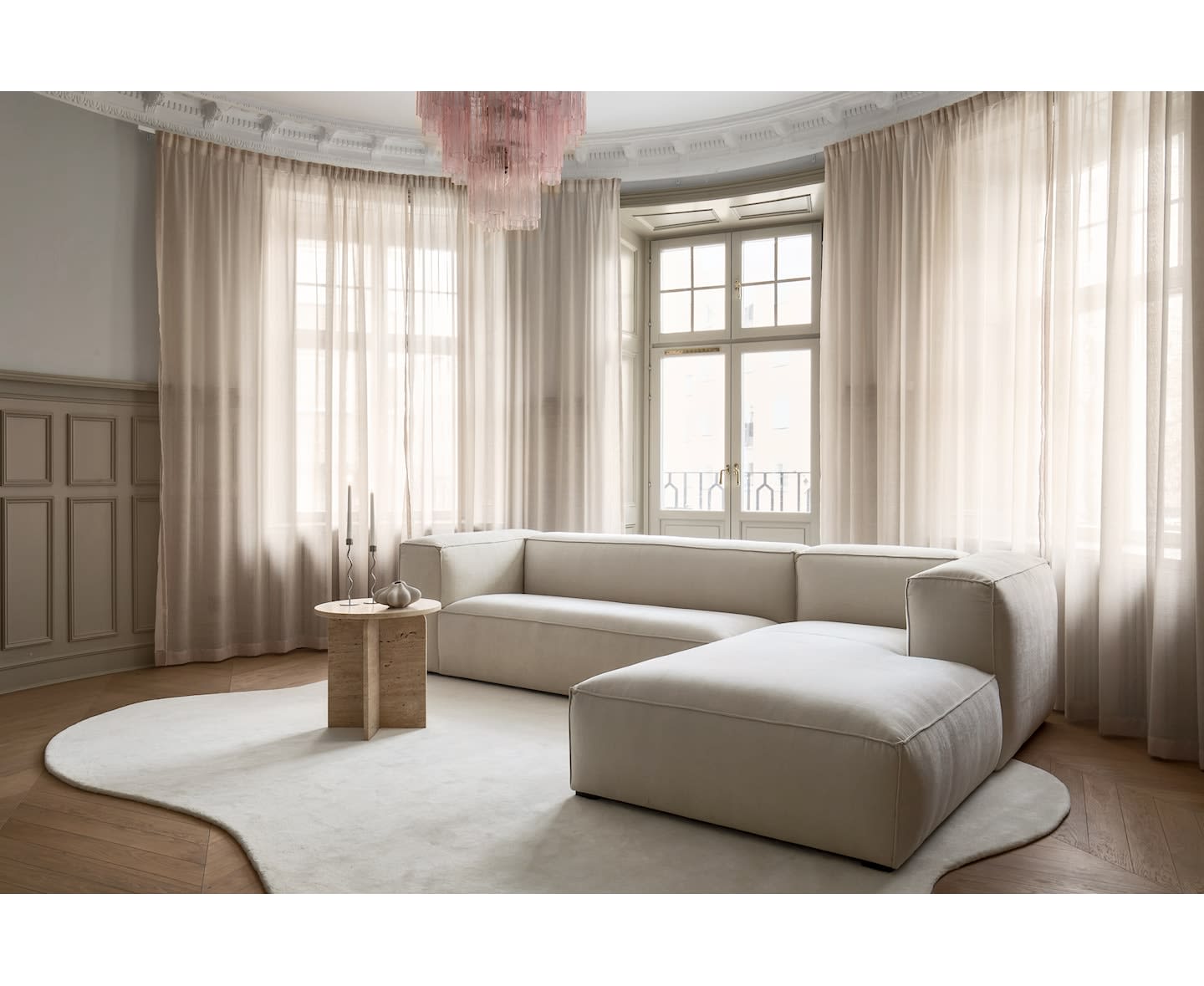 Sleepo Luca Divansofa Høyre Creme 309cm