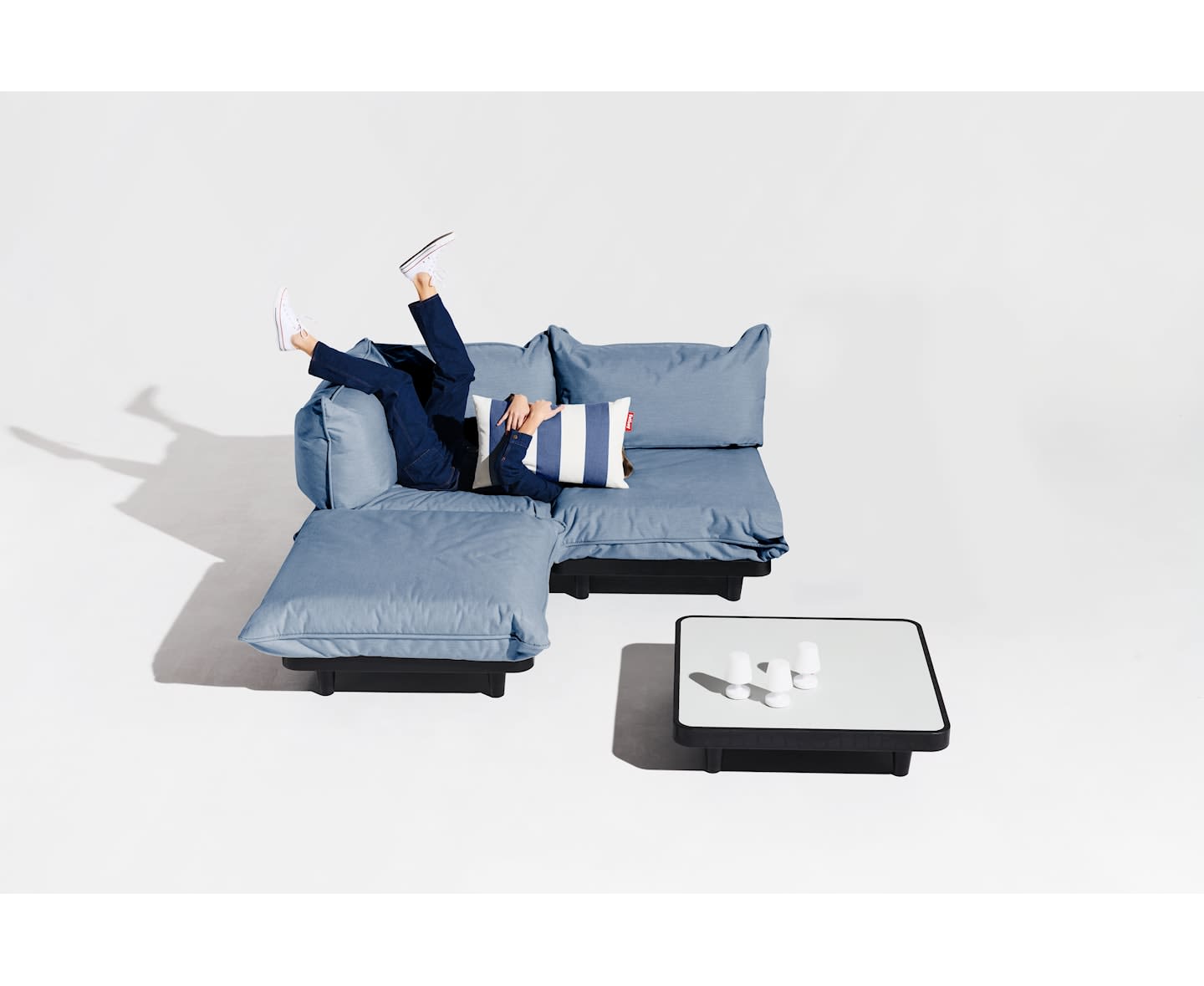 Fatboy Paletti Medium Loungesofa Divan Venstre inkl. Bord Storm Blue