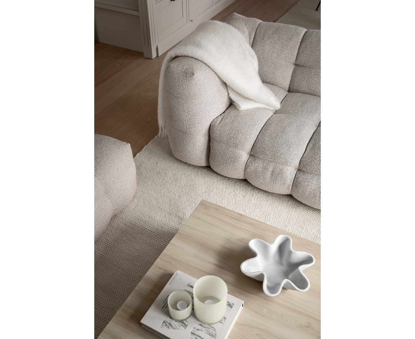 Sleepo Billie 1-Sitzer Sofa Modul Rechts Armlehne Beige Bouclé 118cm