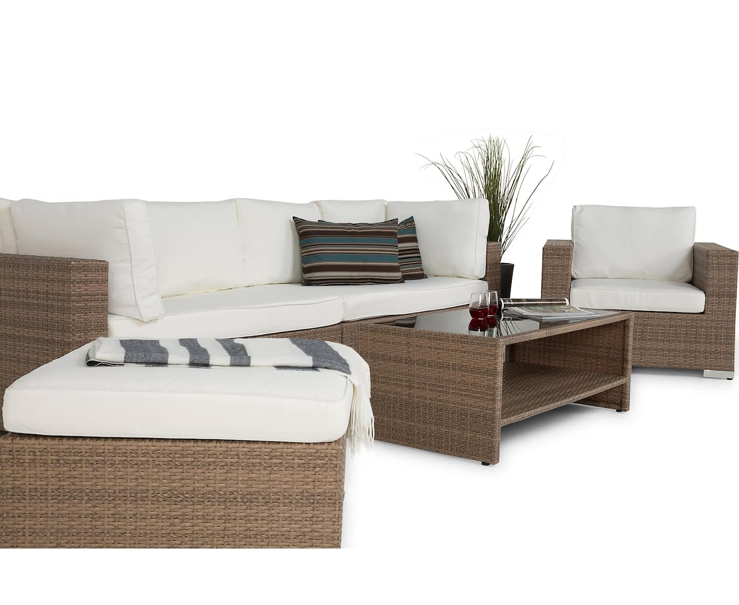 Nordic Outdoor Bora 6-seters loungegruppe inkl. sofa/bord med oppbevaring Sand