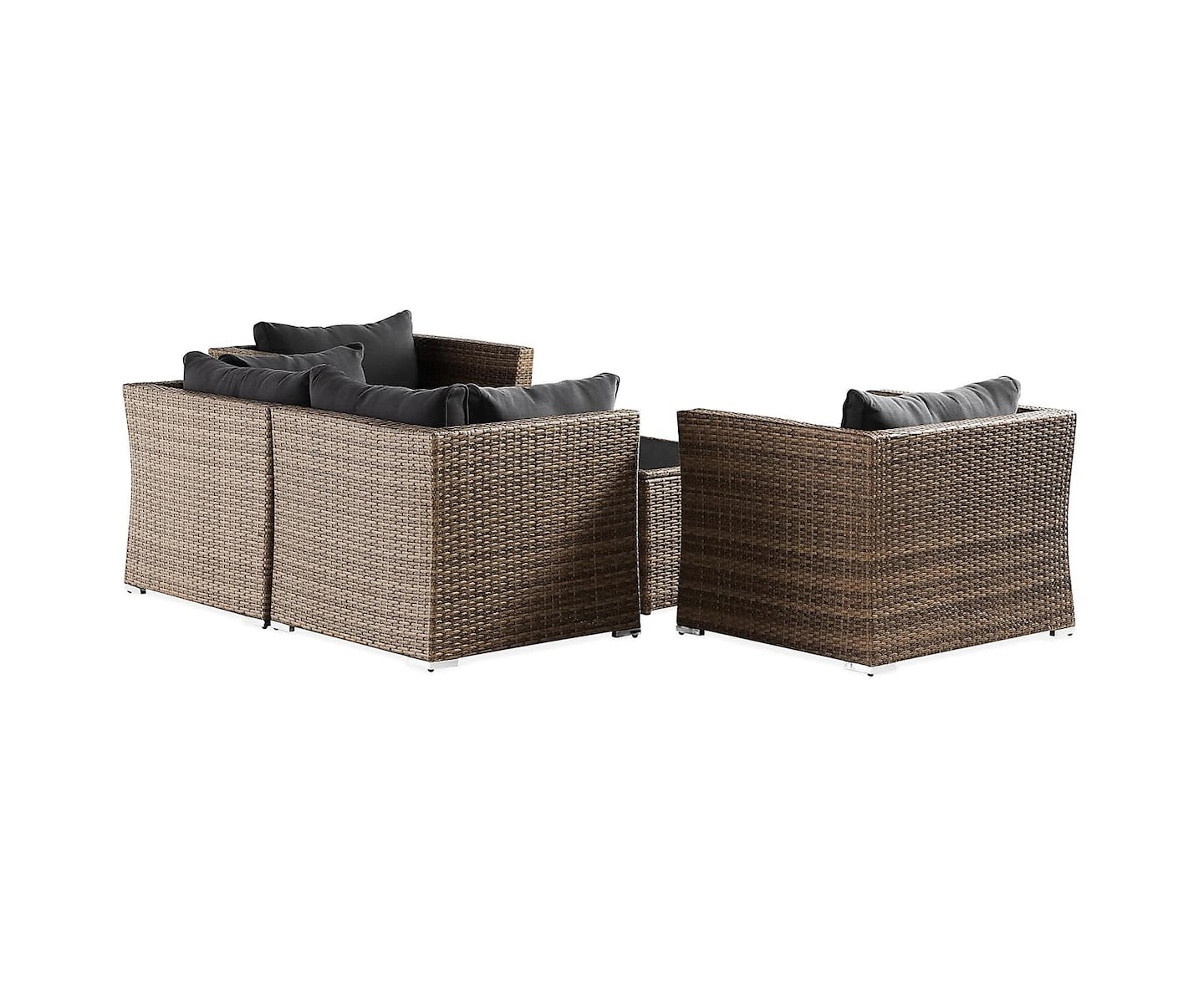 Nordic Outdoor Flynn 4-sits Loungegrupp inkl Bord m Hylla Sand/Mörkgrå