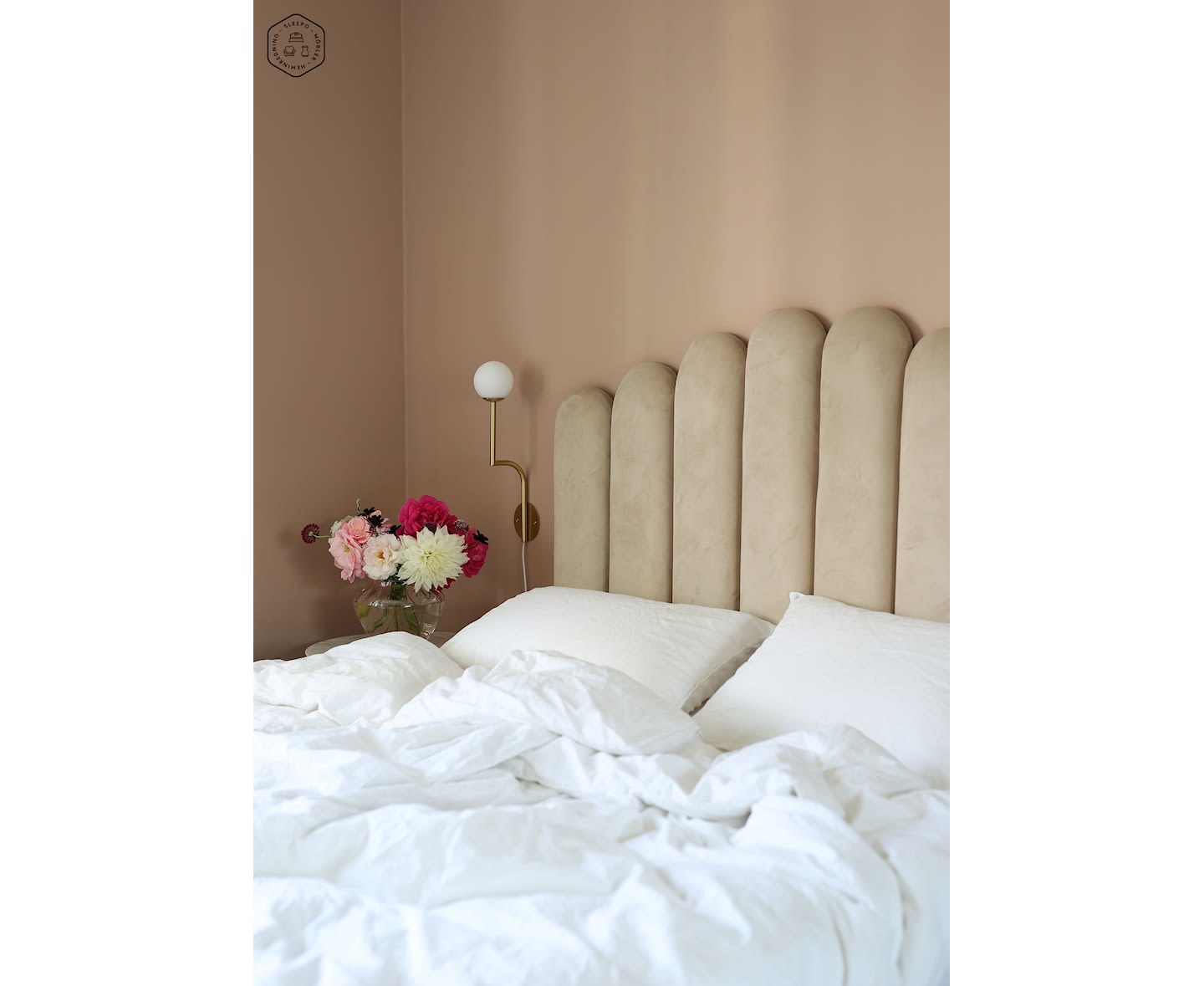 Sleepo Art Sänggavel Sammet Beige 180cm