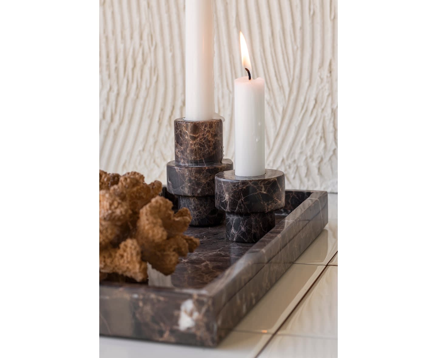 Mette Ditmer Denmark Marble Ljusstake Brown L