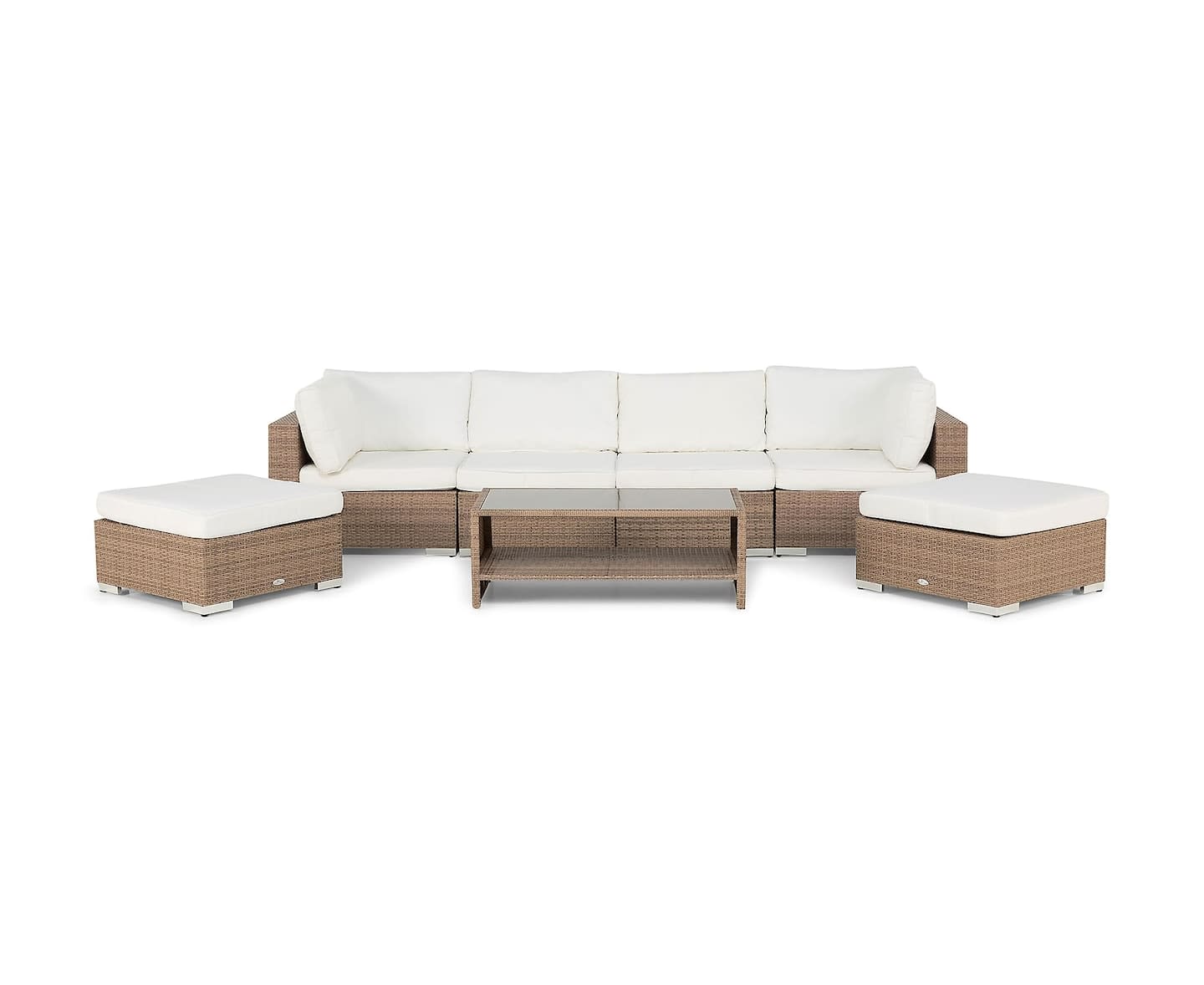 Nordic Outdoor Bora 6-seters loungegruppe inkl. sofa/bord med hylle Sand