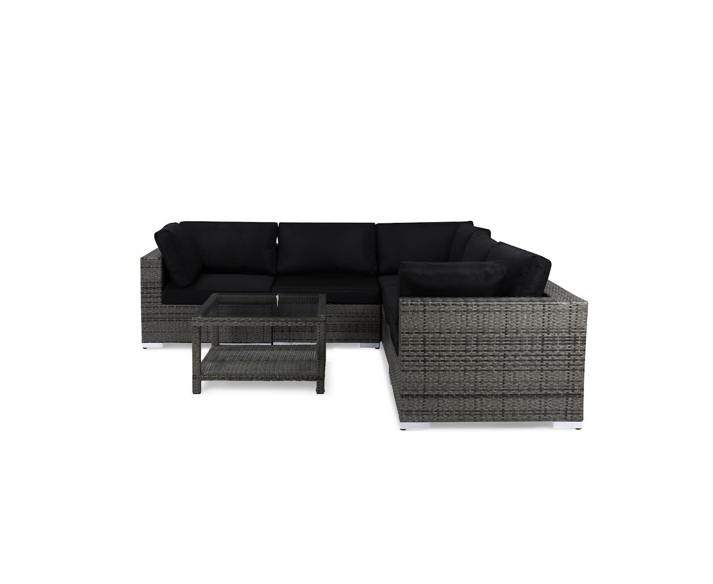 Nordic Outdoor Bora 5-sits Loungesoffa inkl Bord m Förvaring Grå 75x75cm