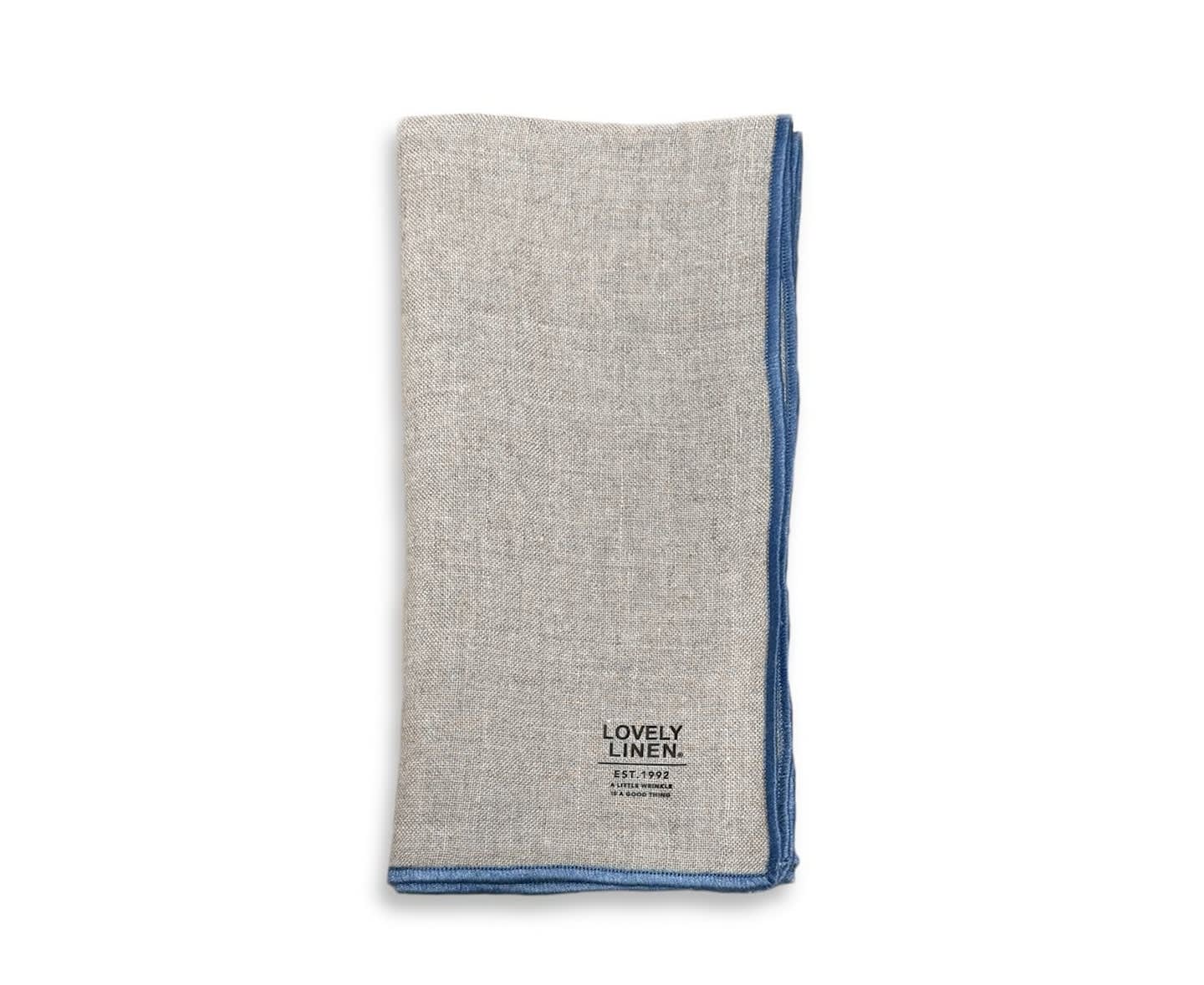 Lovely Linen Grace Servett Beige/Blue 42x42 4-pack