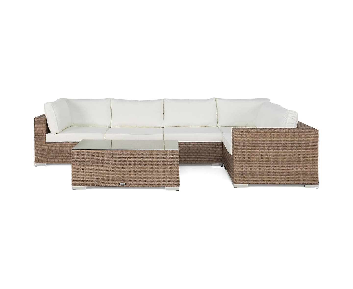 Nordic Outdoor Bora 6-sits L-formad Loungesoffa inkl Blockbord  Sand