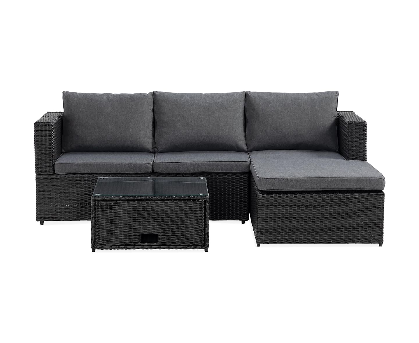 Nordic Outdoor Alissa 3-seters loungegruppe inkl. Bord Svart