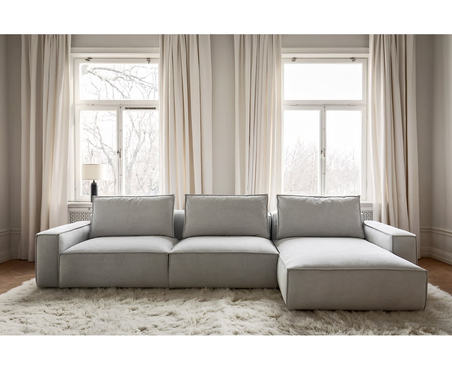 Sleepo Louie Divan-Sofa rechts Greige 348 cm