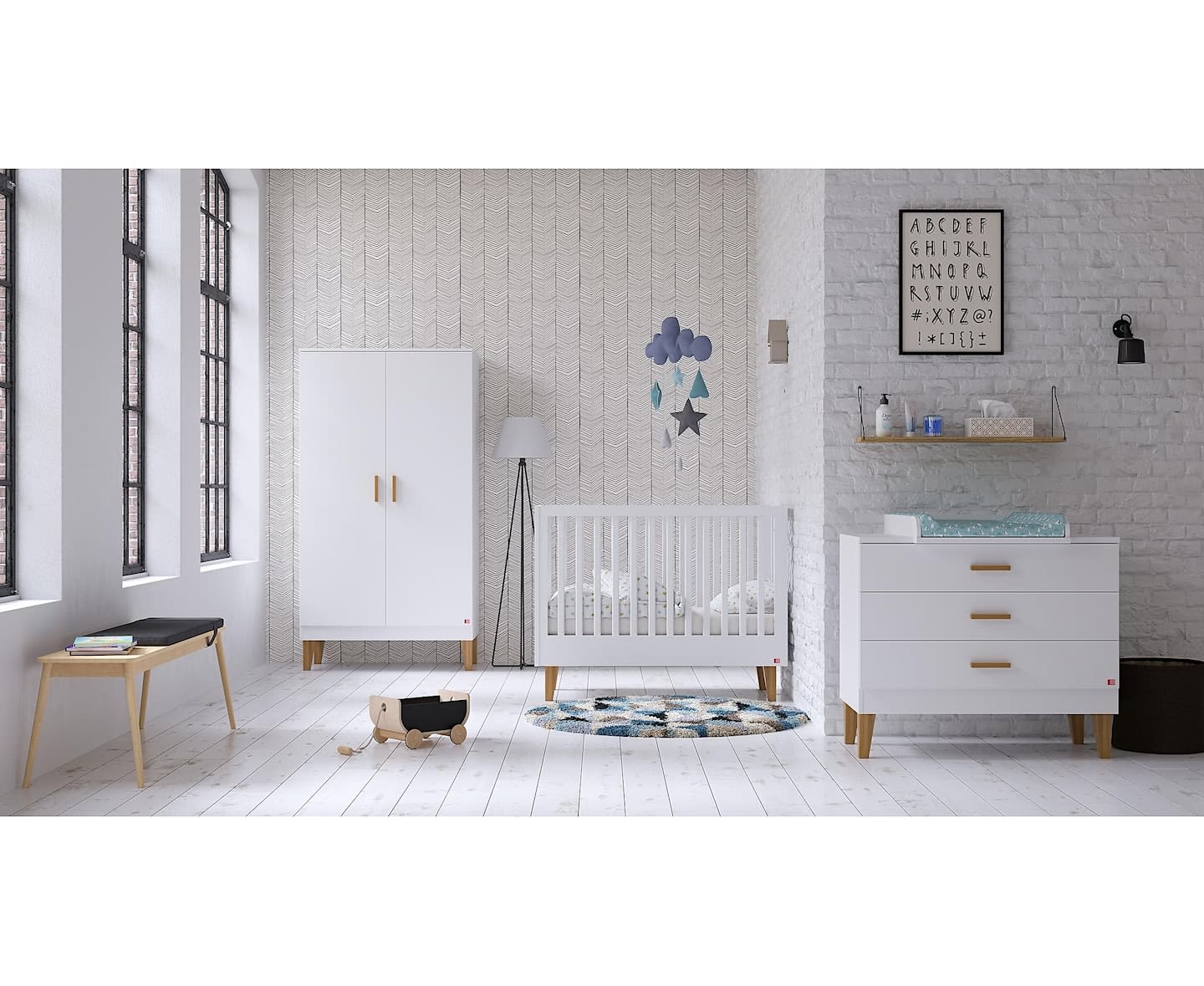 Nordic Home Lumi Spjälsäng Ek/Vit 60x120