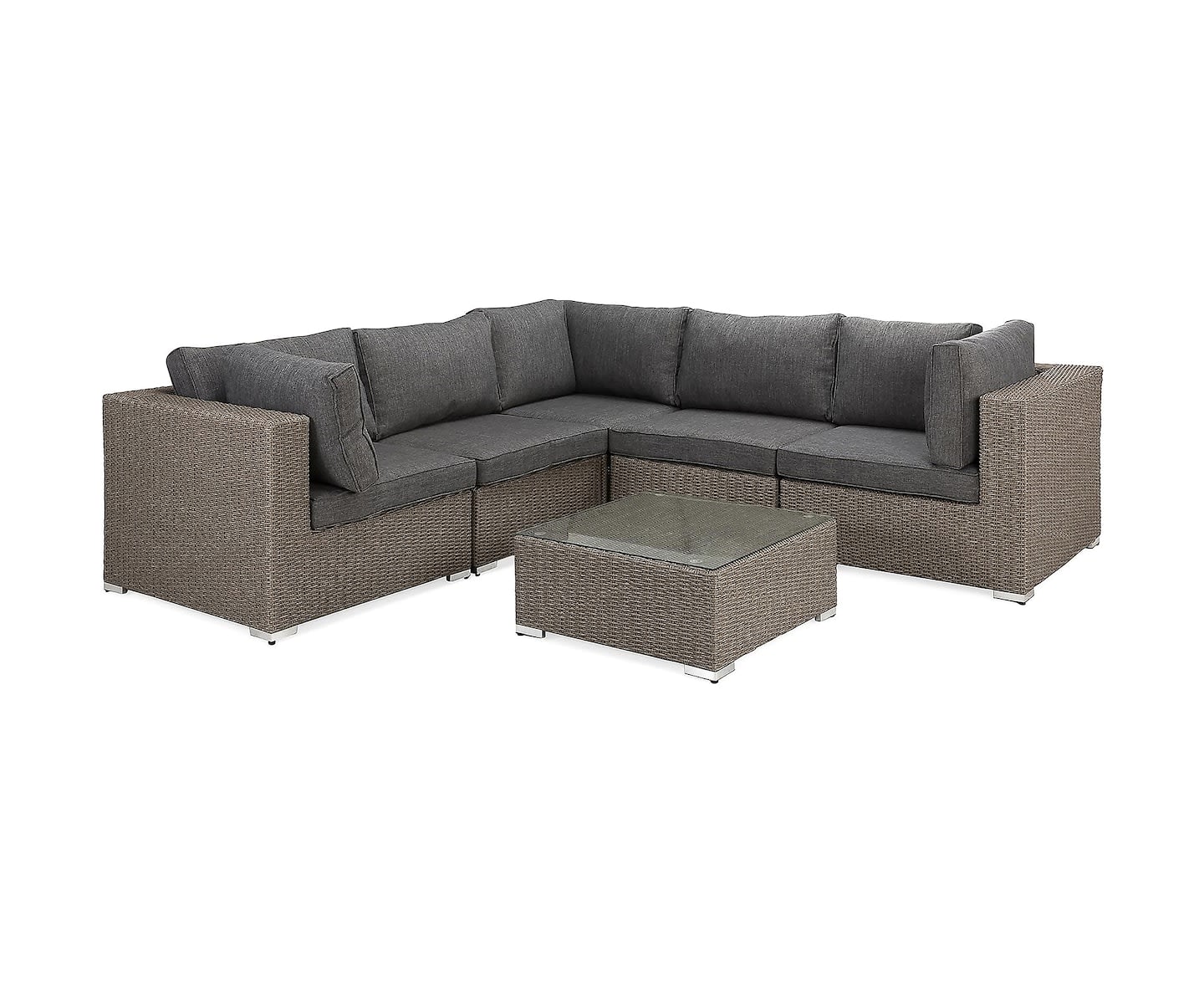 Nordic Outdoor Lillian 5-sits Loungesoffa Hörn Brun/Mörkgrå