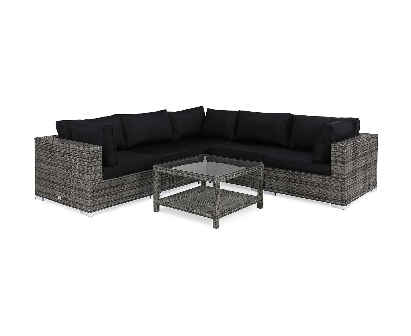 Nordic Outdoor Bora 5-seters lounge sofa inkl. bord med hylle Grå 75x75cm