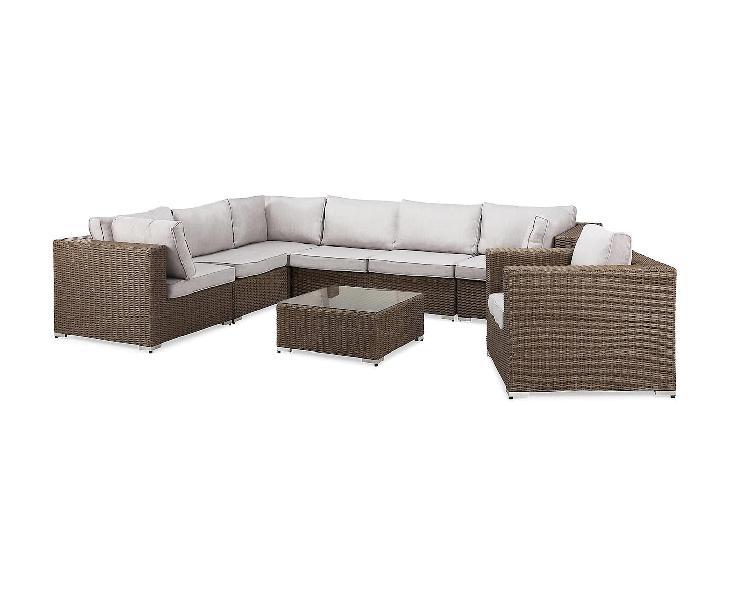 Nordic Outdoor Lillian 6-seter Loungegruppe med Armlene Brun/Lysegrå