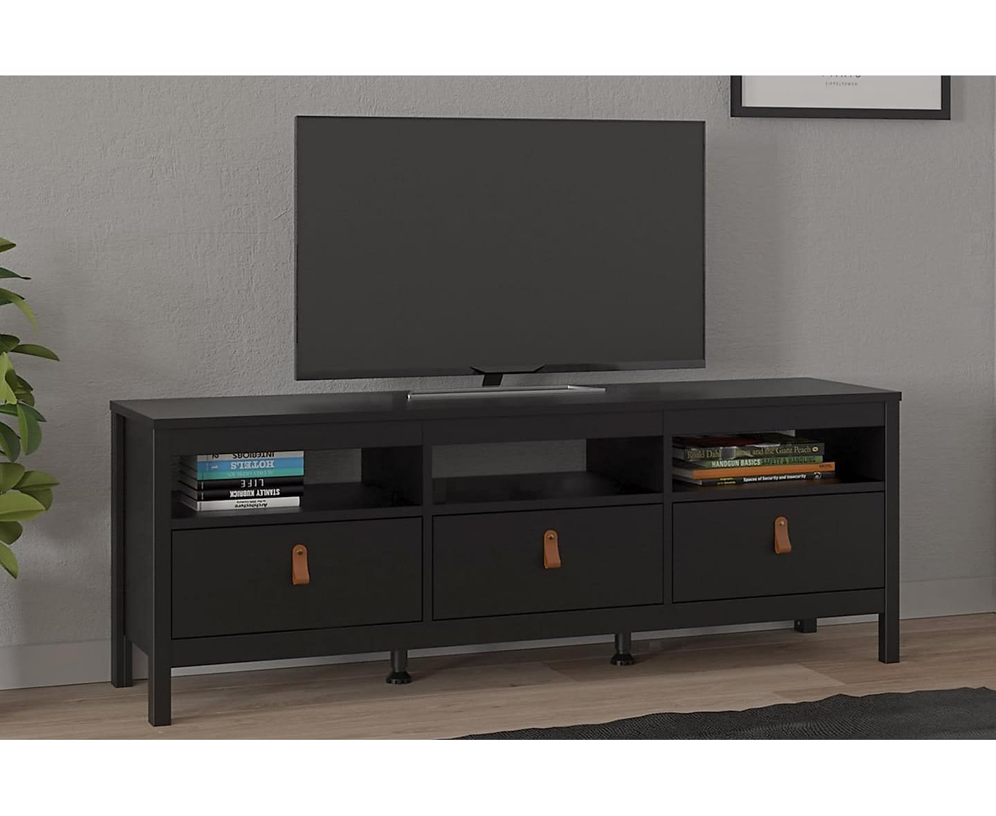 Nordic Home Dorian Tv-bänk Svart/Natur 151cm