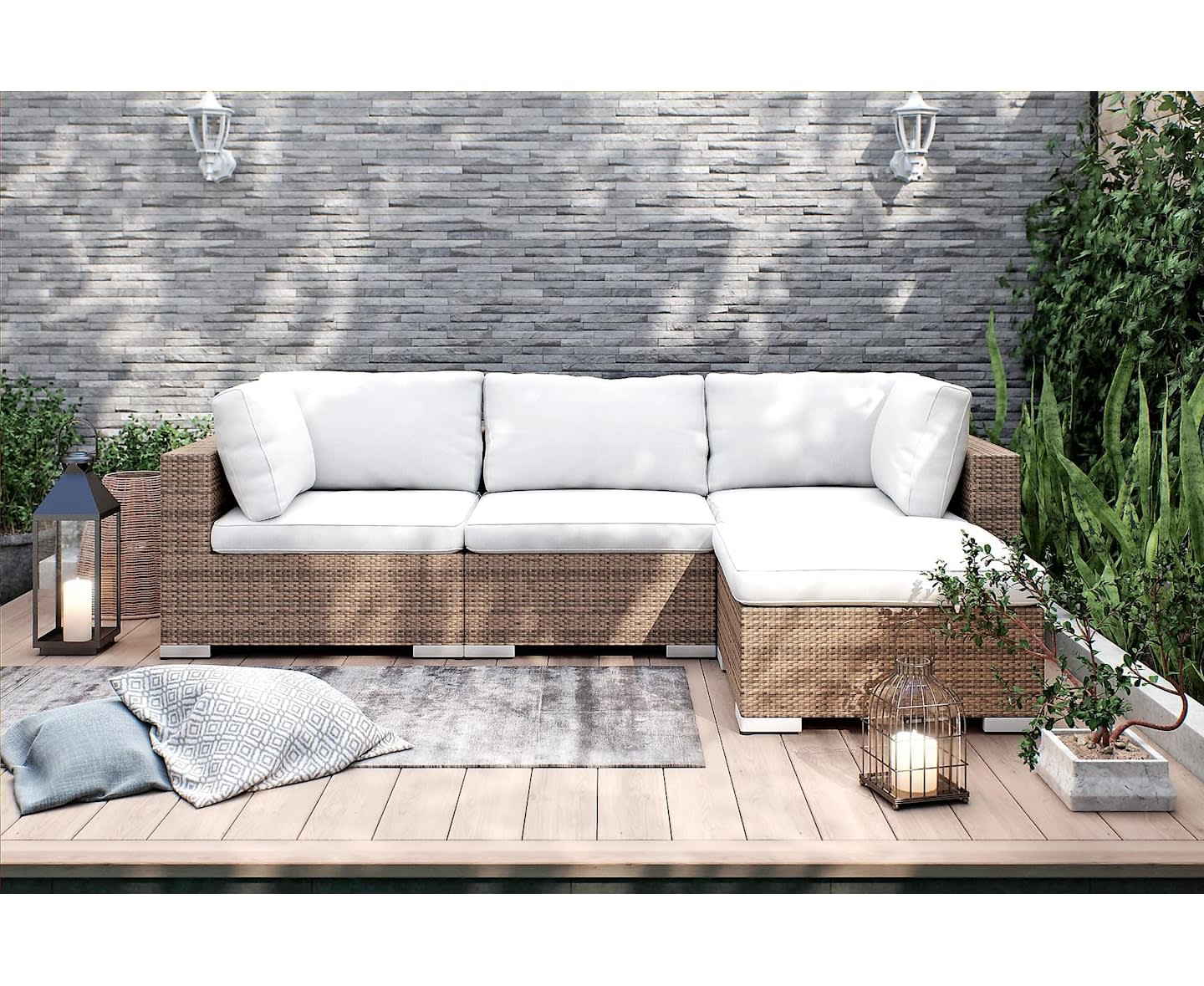 Nordic Outdoor Bora 4-seter Loungesofa inkl. Divan Sand