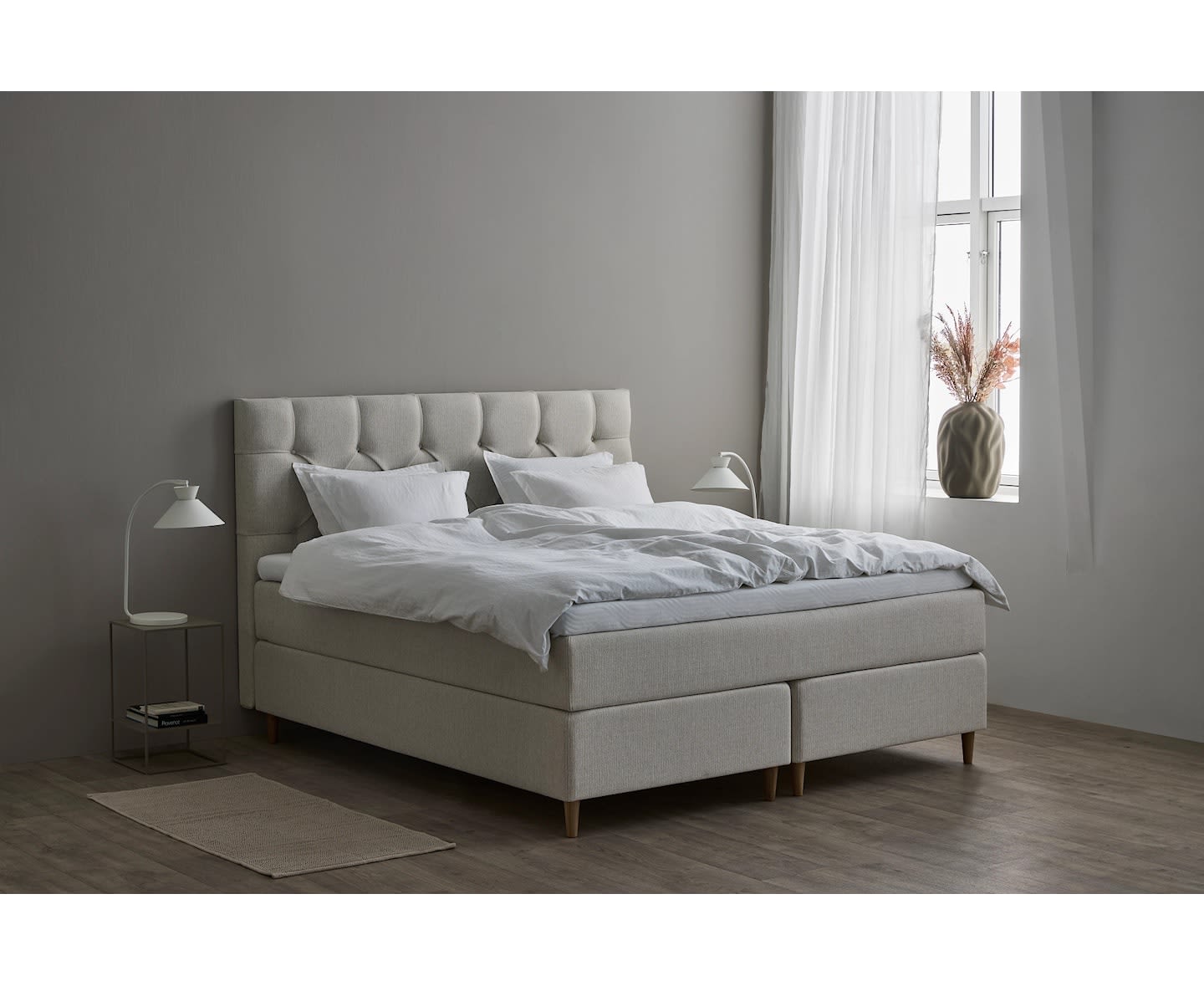 Tempur Promise Kontinentalsäng Ivory 180x200 Pro Plus SmartCool 8cm Mjuk Metallben Krom 12cm