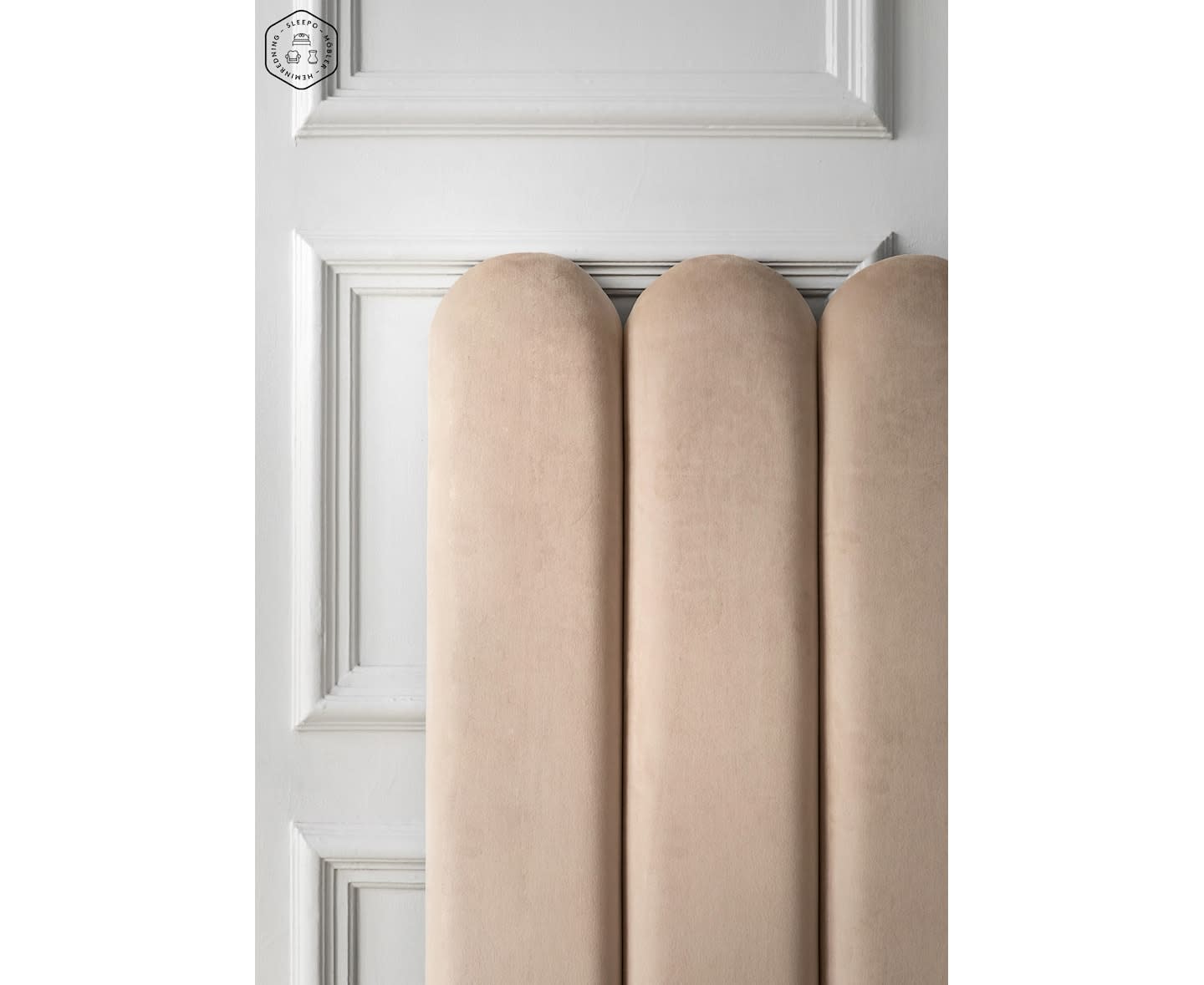 Sleepo Cleo Samt-Kopfteil Beige 180cm