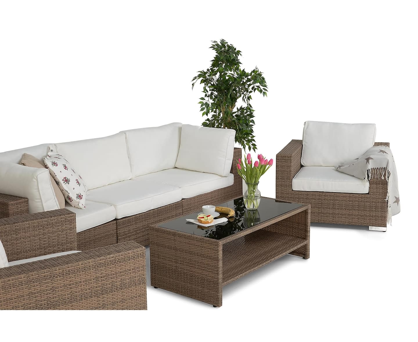 Nordic Outdoor Bora 5-seters Lounge gruppe inkl. Bord med Hylle Sand