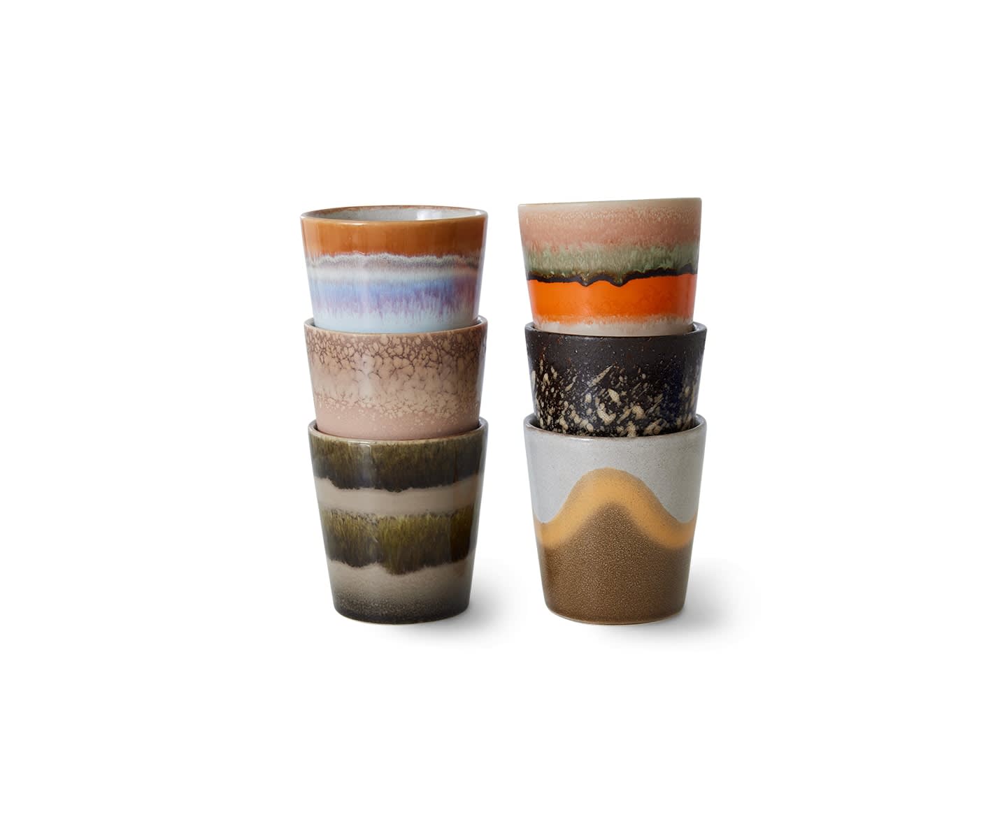 HKliving 70s Ceramics Kaffekopp Elements 6-pack