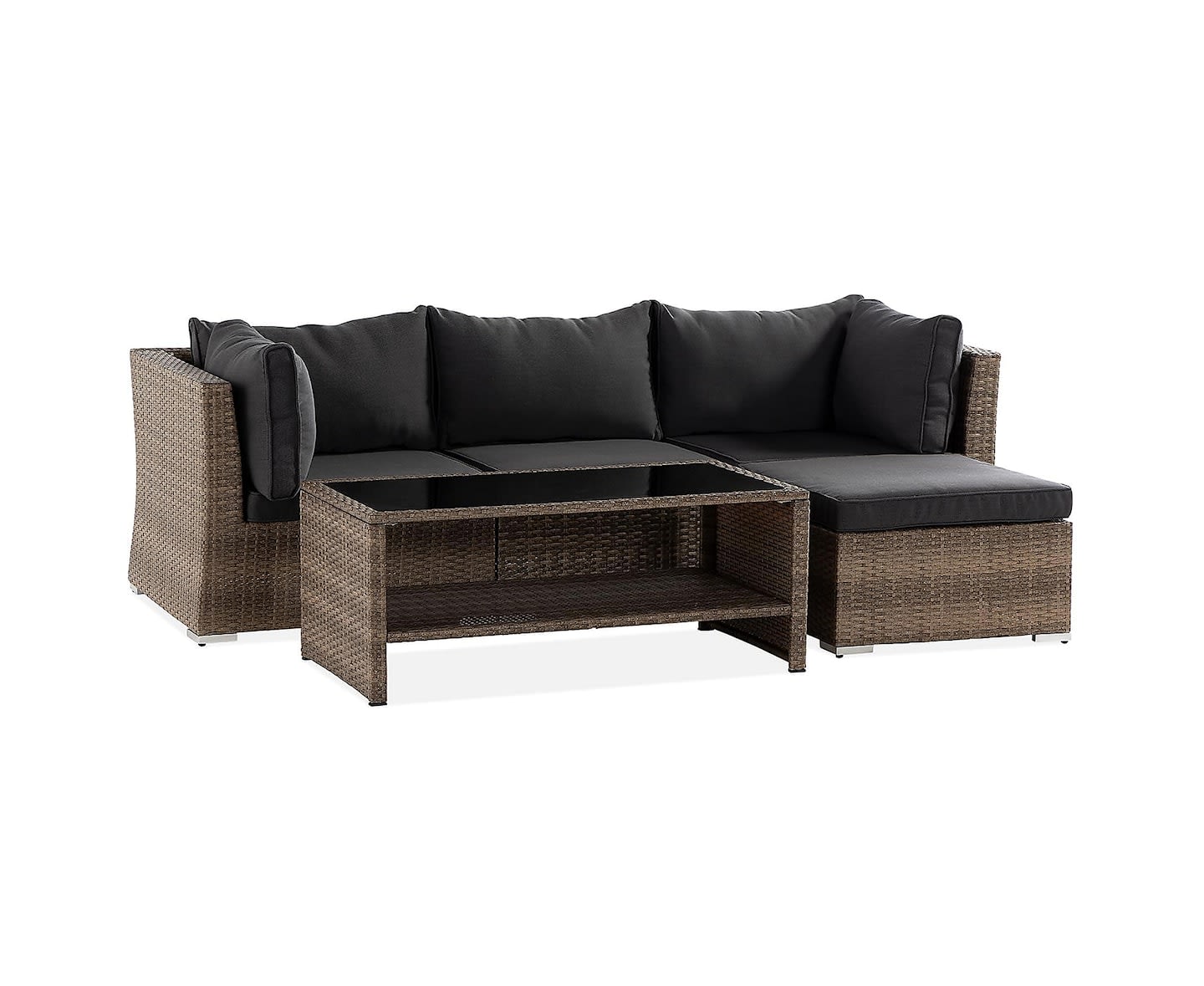 Nordic Outdoor Flynn 4-seters loungesofa inkl. bord med hylle Sand/Mørkegrå